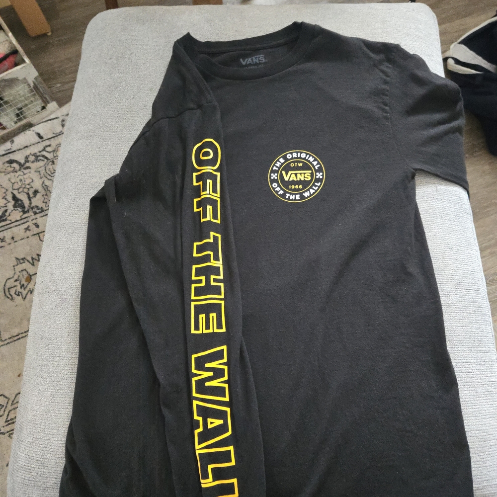 Vans Black Long Sleeve Tee with Yellow Graphics
